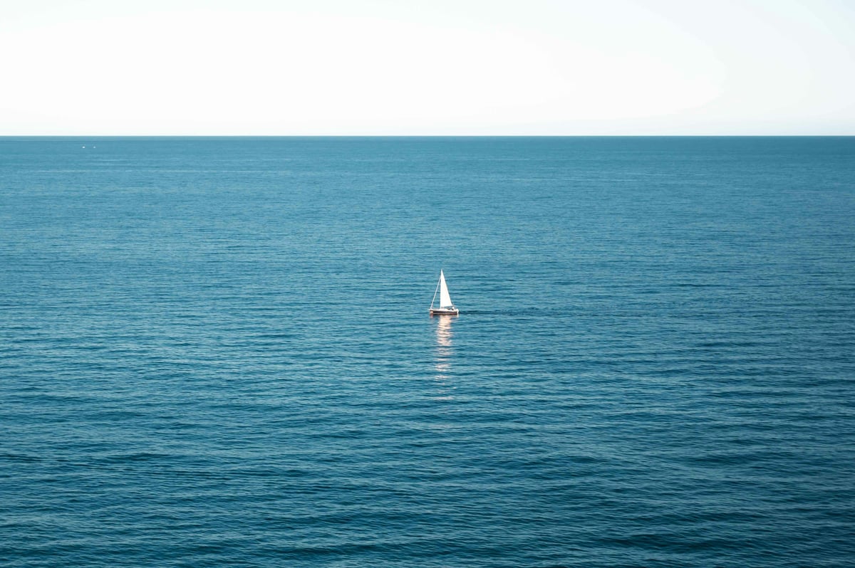 Boat on ocean aerial view